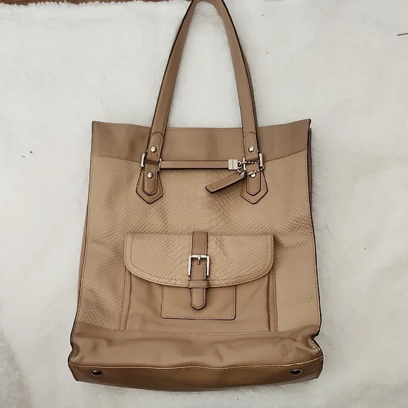 Coach Charlie Embossed Python Leather Tote Luxury Bag Old Money Quiet Luxury - Picture 3 of 16